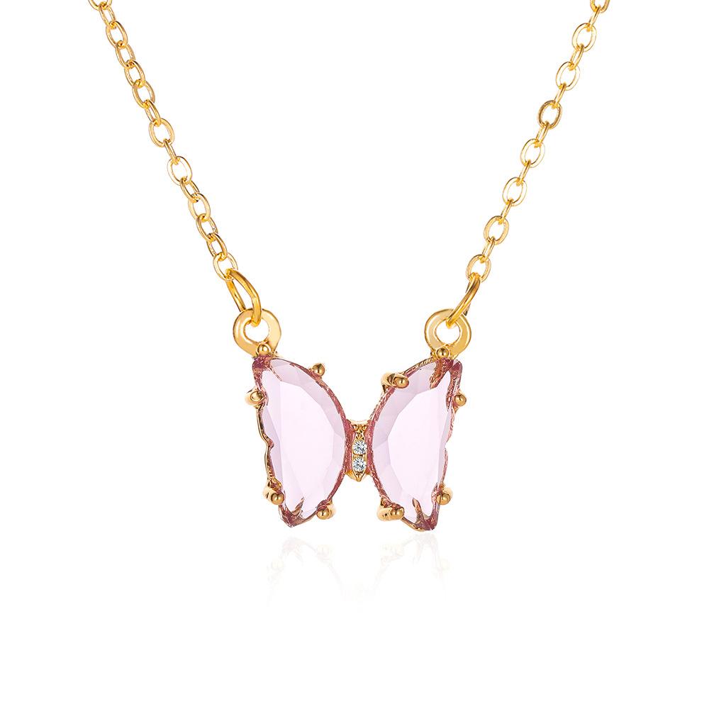 Wholesale Alloy Glass Butterfly Necklace